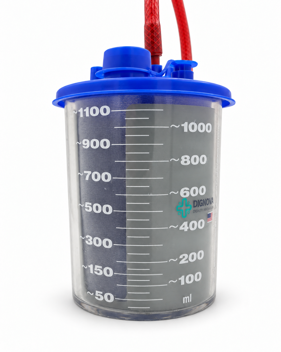 Dignova privacy holder for 1000cc bladders with Lawson 25770 mount — canister detail