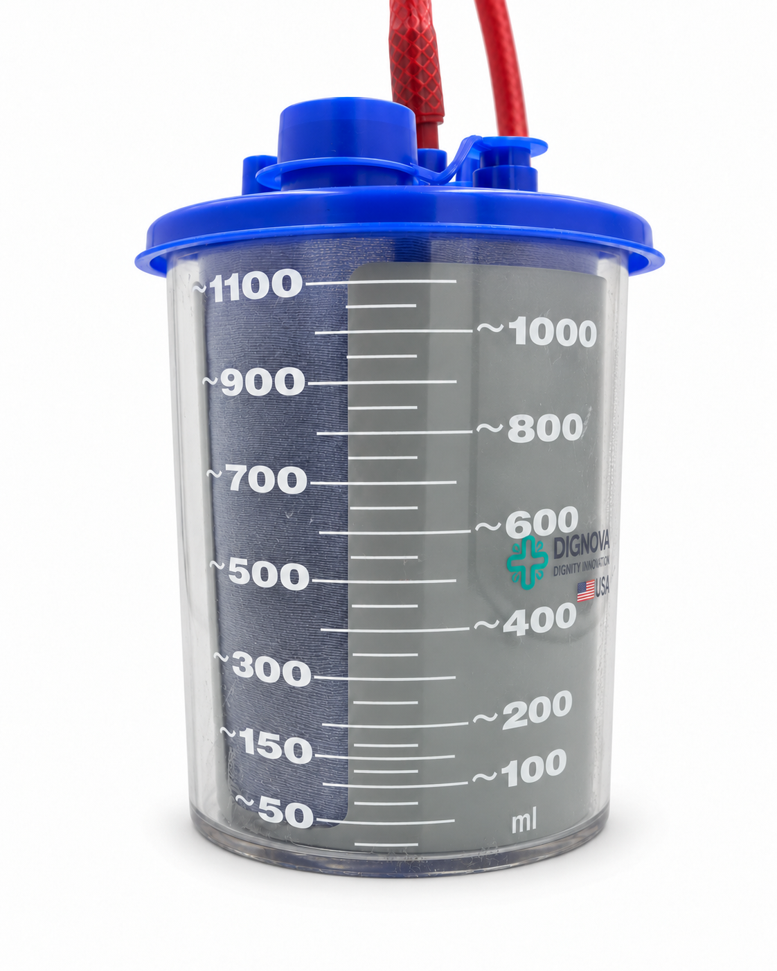 Dignova privacy holder for 1000cc bladders with Lawson 25770 mount — canister detail alternate