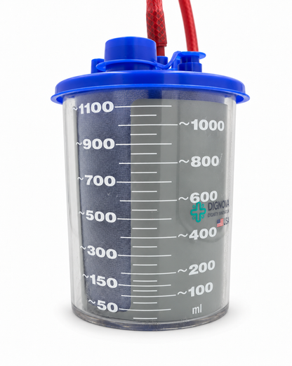 Dignova privacy holder for 1000cc bladders with Lawson 25770 mount — canister detail alternate