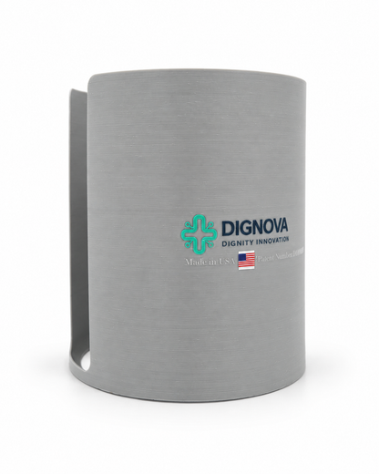 Dignova privacy holder for 1000cc bladders with Lawson 25770 mount — holder front